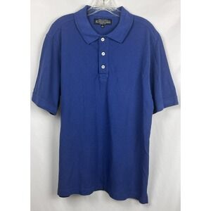 Vintage J. Peterman Co. Men's L Blue Pique Polo Shirt 100% Cotton Americana Prep